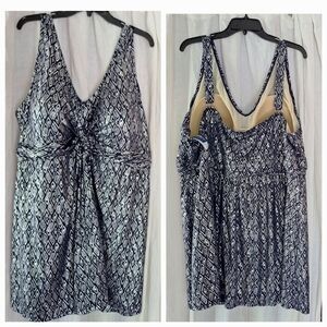 New Sz 34 4x 5x 1Pc Swim 365 Navy Silver Geometric Swim dress Skirt Simsuit